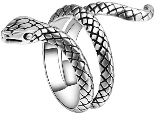 GoodernCreative Personality Sterling Ring Snake Serpent Ring Cobra Temperament Opening Rings Adjustable Size Rings for Men Women