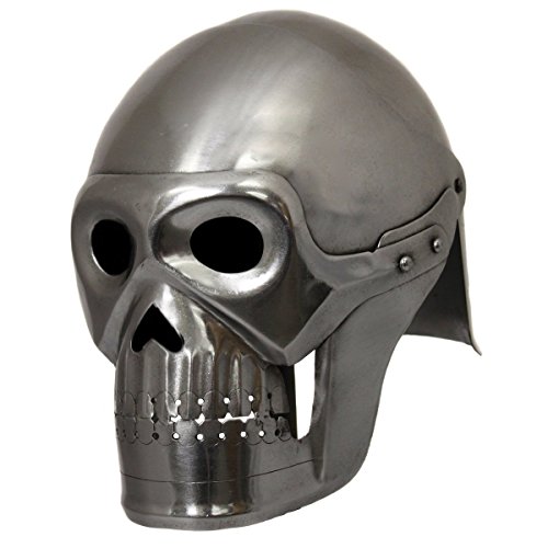 Handcrafted Fantasy Ghost Pirate Skeleton Battle Armor Helmet - Silver