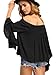 SHEIN Women's Off The Shoulder Bell Ruffle Sleeve Top Blouse - Black One Size