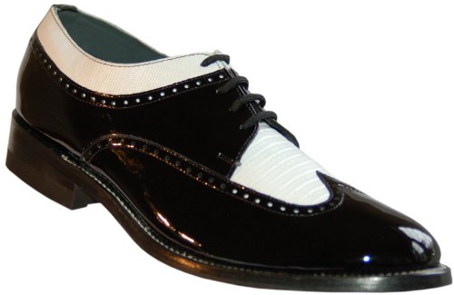 Stacy Baldwin Black White Wingtip Spectator Vintage style Two Tone Leather Shoes with leather soles