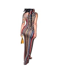 ECHOINE - Vestido de verano para mujer con estampado bohemio sin mangas