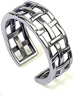 Cool!Unisex Antique Vintage Retro Titanium Steel Lifelike Black Silver Open Ring (Mesh and Weave)