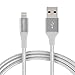 AmazonBasics Double Braided Nylon Lightning to USB Cable, Advanced Collection, MFi Certified iPhone Charger, Silver, 6 Foot primary