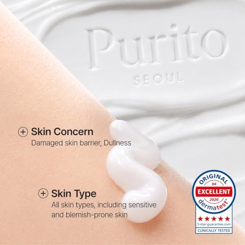 PURITO Panthenol 10% Barrier Cream | Face Moisturizer for Skin Barrier Repair | All skin types, sensitive and blemish-prone skin | Non-Comedogenic, Vegan | Korean Skincare, 100mL, 3.38 fl.oz