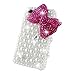 Leegoal Classic Bling Peach Bow Full Pearls Diamond Crystal Hard Case Cover for Iphone 4G