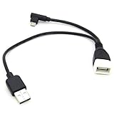 JIUWU Micro USB Male to USB Female Host OTG Cable + USB Power Cable Y Splitter