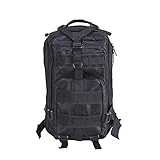 Pinty 600D Black Tactical Military Backpack Assault MOLLE Pack Combat Camping Bag 20-25L