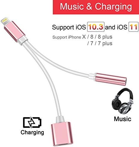 iPhone 7 / 7 plus / 8 / X adapter, Mictchz ( Support iOS 10.3, iOS 11 ) 2 in 1 Lightning Adapter and Charger, Lightning to 3.5mm Aux Headphone Jack Audio Adapter for iPhone 7, 7 plus, 8, 8 plus