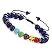 BESKIT Men Women 8mm Lava Rock 7 Chakras Essential Oil Diffuser Beads Bracelet Braided Rope Healing Gemstone Beads Yoga Bracelet Bangle (4 Pcs Bracelet Set)
