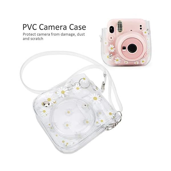 Sofortige Kameratasche, PVC-Kamera-Schutzhülle Daisy Transparente Sling Shell-Tasche mit Schultergurt für die Fujifilm Instax Mini 11/9/8 Kamera – Bild 3