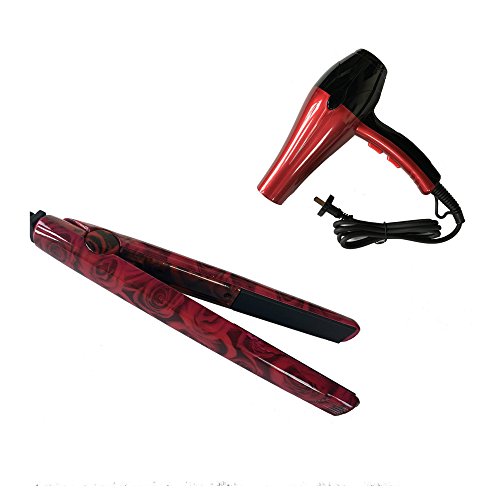PU Beauty Pure Acoustics Salon Grade Hair Styler Hairdryer and Curling Straightener, Red