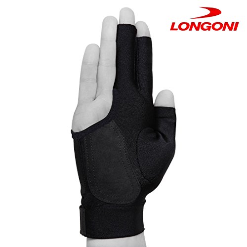 Longoni Black Fire Billiard Pool CUE Glove - for Right Hand - Black (Medium) - Thumbnail 2
