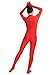 Ensnovo Womens One Piece Unitard Full Body Suit Spandex Skin Tights Red,M