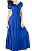 Meaneor Women Boho Cap Sleeve Smocked Waist Tiered Renaissance Summer Maxi Dress Blue XL
