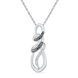 Sterling Silver Black and White Round Diamond Fashion Pendant (0.03 Cttw)
