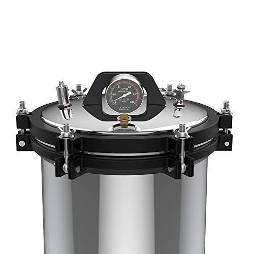 Steam Autoclave Sterilizer, 18L Stainless Steel Dual Heating Pressure Steam Autoclave Sterilizer Equipment XFS