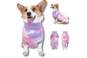 TORJOY Breathable Dog Recovery Suit for Male/Female, Tie Dye Purple Dog Onesie for Abdominal Wounds, Cone E-Collar Alternative after Surgery to Anti-Licking, Professional Surgery Suit for dogs