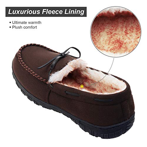 Mens Hard Sole Slippers Indoor Outdoor Moccasin House Slippers with Arch Support 10 US Dark