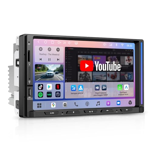 ATOTOZONE S8 Gen4 7 pollici Android Autoradio 2DIN 4G LTE Integrato | CarPlay Wireless e Android Auto, Octa-Core 4G+64G, QLED Schermo Touch, Navigatore GPS, DSP, Tethering via WiFi/BT/USB, FM/RDS
