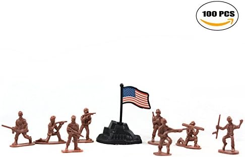 100pcs small toy soldier sand table model of the plastic toy soldiers, the best gift children boys, 12 styles,brown