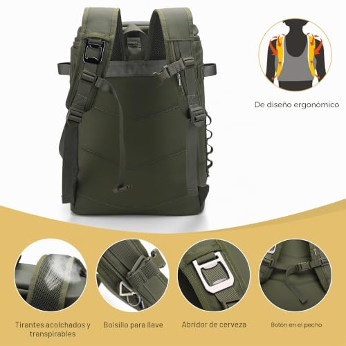 Upeelife Mochila Nevera Isotermica, 30L Grande Mochila Nevera Portatil Impermeable, Bolsa Picnic Termica Prueba de Fugas