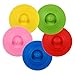 ME.FAN Silicone Cup Lids - Circle Cup Cover [5 Set] Anti-dust Airtight Seal Mug Cover - Hot Cup Lids/Spoon Holder - Silicone Drink Bowl Lids Bright Colors