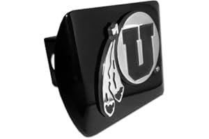 Elektroplate Black with Chrome Drum and Feather U Emblem Metal Trailer Hitch Cover Fits 2 Inch Auto Car Truck Receiver with NCAA College Sports Logo