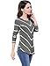 Allegra K Women's Long Sleeves Scoop Neck Casual Striped Chevron Print Tunic Top Medium Dark Gray