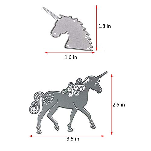 Cutting Dies 2 pcs Unicorn Handmade DIY Stencils Template Embossing for Card Scrapbooking Craft (Unicorn) - Thumbnail 2