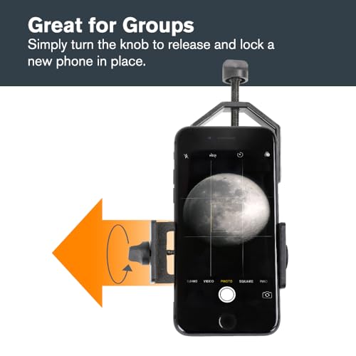 Celestron – Smartphone Adapter for Telescope, Binoculars & Spotting Scopes – Capture Images & Video Through Your Optics – Simple, Durable, Metal Body - Compact and Travel-Friendly