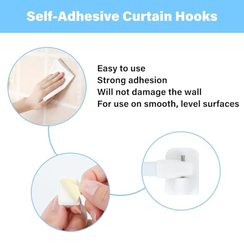 Minnhua 4PCS Extendable Curtain Rod 40-70 cm Without Drilling Adjustable Curtain Rod with 8pcs Adhesive Hooks for Windows Shop Wardrobe Kitchen Bathroom