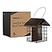 MEKKAPRO Suet Feeder for Outside Hanging Metal Roof, Woodpecker Feeder, Two Suet Bird Feeder Capacity, Cage Hanger Hanging Bird Feeder Easily Fits 2 Suet Cakes Holder - Wild Bird Feeder Basket