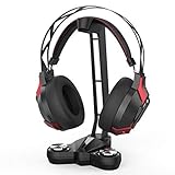 dodocool Gaming Headphones Stand Headset Stand with EQ7.1 Surround Sound, Headset Holder, LED Lights, 2 USB Ports 3.5mm Audio Jacks and a Microphone Jack, Black
