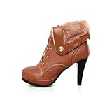 Charm Foot Fashion Womens Platfrom High Heel Western Boots Martin Boots Winter Boots