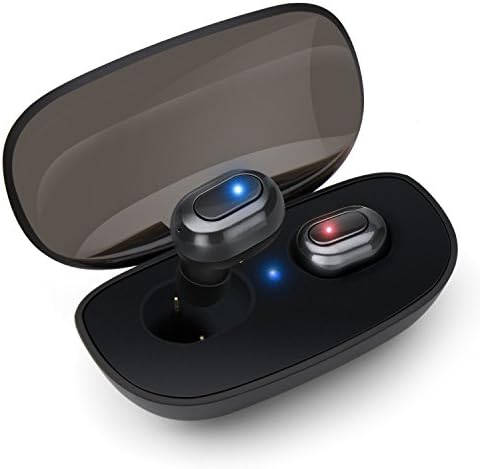 Wireless Earbuds, Truly Bluetooth Headphones Dual V4.1 Bluetooth Earphones with Built-in Mic and Charging Case Noise Cancelling Sweatproof Stereo Mini Headset for iPhone iPad, Smartphones .Etc (Navy)