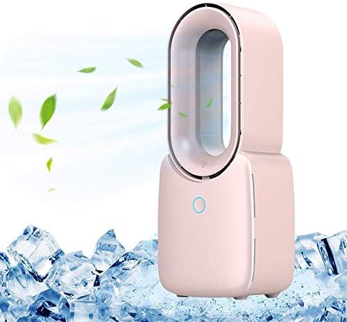 HeiPlaine Mini Bladeless Fan No Leaf Air Conditioner USB Cable Desktop Electric Fan Safety 4 Speed Level Quiet Fan With Atmosphere Light - Pink