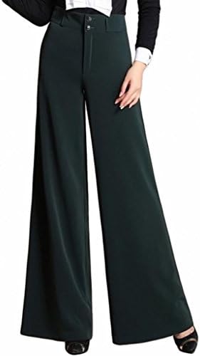 Lixmee Women'S High Waist Solid Color Loose Wide Leg Pants Green X-Large