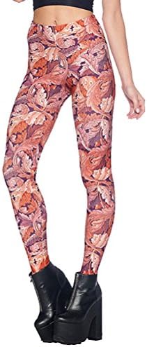 Takra Gold Women Sexy Red leaf Digital Print Pant Sport Yoga Leggings Tight (XXXL)