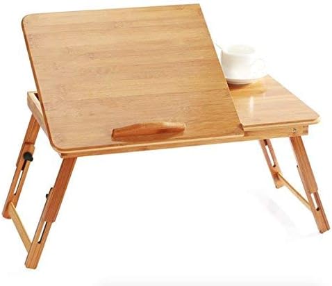 YDHBD Portable Bamboo Foldable Laptop Desk Notebook Adjustable Height Tray Table Bed Table 3 in 1 with Drawer, without Ventilation Slots, 50cm*30cm*30cm