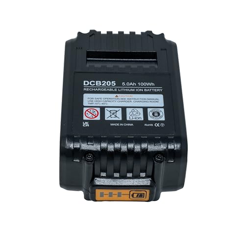 GHU Batería de Repuesto 20V 5.0Ah Compatible con DeWalt 20V MAX DCB201 DCB203 DCB204 DCB205 DCB206 DCB207 para Herramientas Inalámbricas de Litio