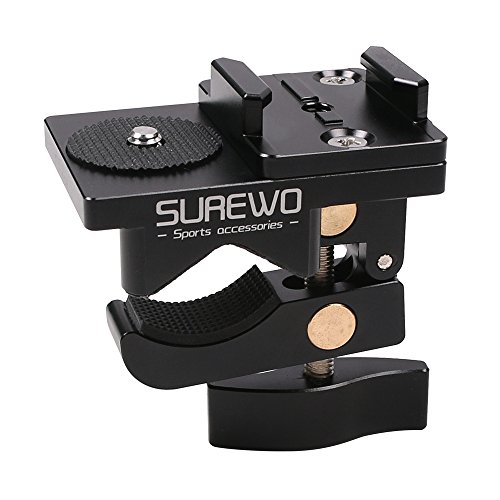 SUREWO Multi-Function Aluminum Alloy Bicycle Handlebar Motorbike Bracket Holder Car Clamp Adapter Mount for GoPro Hero 6/5/4 Black 4 Hero 5/4 Session Hero 4 Silver Hero 3+ 3 (Handlebar Mount) - Thumbnail 7