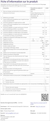 Aoc Gaming 27G2Zne - 27 Inch Full Hd Monitor, 240 Hz, 1 Ms Mprt, Freesync Prem. (1920X1080, Hdmi 1.4, Displayport 1.2) Black/Red - View 9
