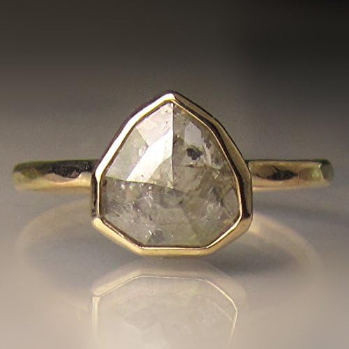 Geometric Teardrop Rose Cut Diamond Engagement Ring in 14k Yellow Gold