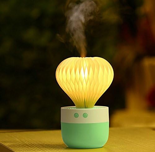 Mini Humidifier 7 Color Night Light Ball Cactus Humidifiers USB Humidifier for Car Home Sleep, Bedroom, Office Desktop(Green)