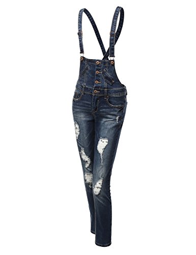 Womens classic long fitted overalls darkblue large
