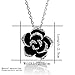 Scheppend Gold Plated Rose Flower Black Paint Rhinestone Crystal Pendant Necklace Thanksgiving Day Gift(Platinum)