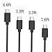 EveShine Micro USB Cable, [4-Pack] [Assorted Lengths] (1.6ft, 2X3.3ft, 6.6ft) Premium High Speed USB 2.0 A Male to Micro B Sync and Charging Cables for Samsung, HTC, Motorola, Nokia, Android and More