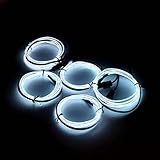 EL Wire,SOLMORE 5 X 1 Metre EL Wire Neon Glowing Strobing Light Waterproof LED Strip Electroluminescent Wire Kit for Halloween Party Xmas Indoor Outdoor Decoration Portable EL Wire (White)