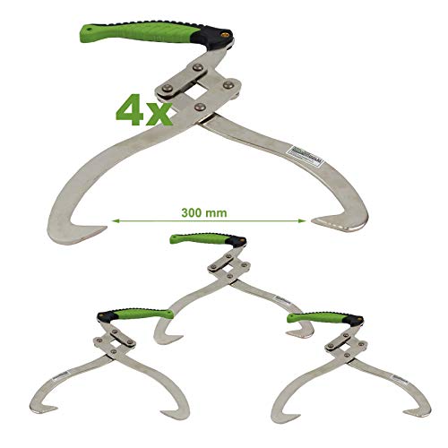 TRUTZHOLM® Handpackzange XL 300mm Packzange Handhebehaken Sappie Holzgreifer Heber Forstzange (4 Stück)