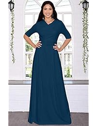 Vestido de noche elegante largo con mangas medianas y cinturón para mujer Koh Koh